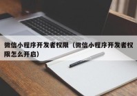 微信小程序開發(fā)者權限（微信小程序開發(fā)者權限怎么開啟）