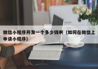 微信小程序開發(fā)一個多少錢?。ㄈ绾卧谖⑿派仙暾埿〕绦颍? /></a>
		</div>
		<div   id=