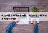微信小程序開發(fā)技術支持（微信小程序開發(fā)技術支持有哪些）